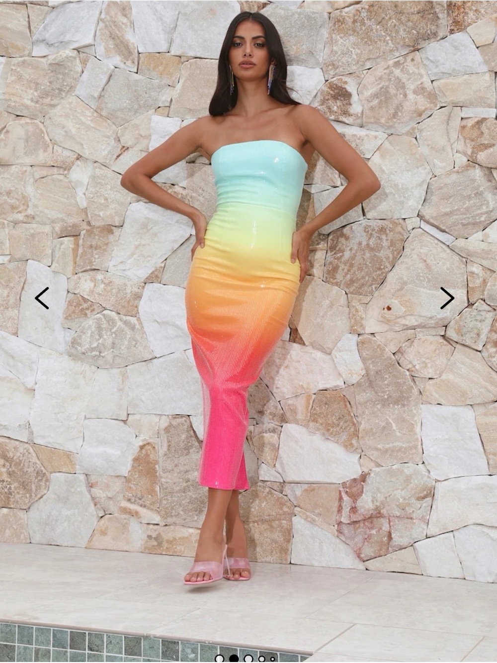 RUNAWAY MALIBU MIDI DRESS MULTI colored